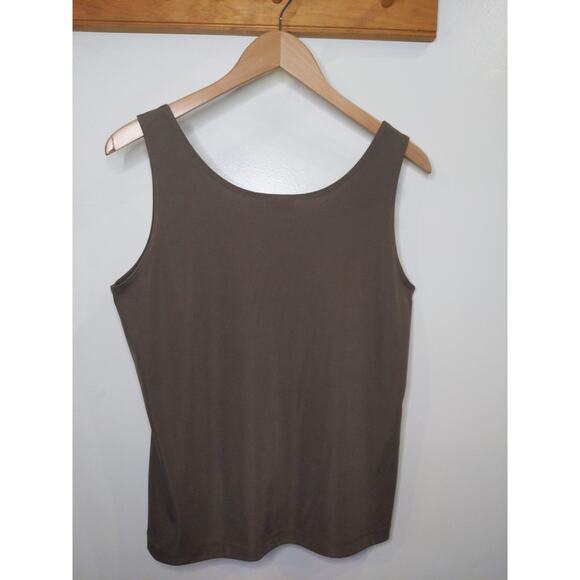 CHICO'S Easywear Tank Top Taupe Brown Size 2 Sleeveless Travel Knit Basic - Picture 2 of 7